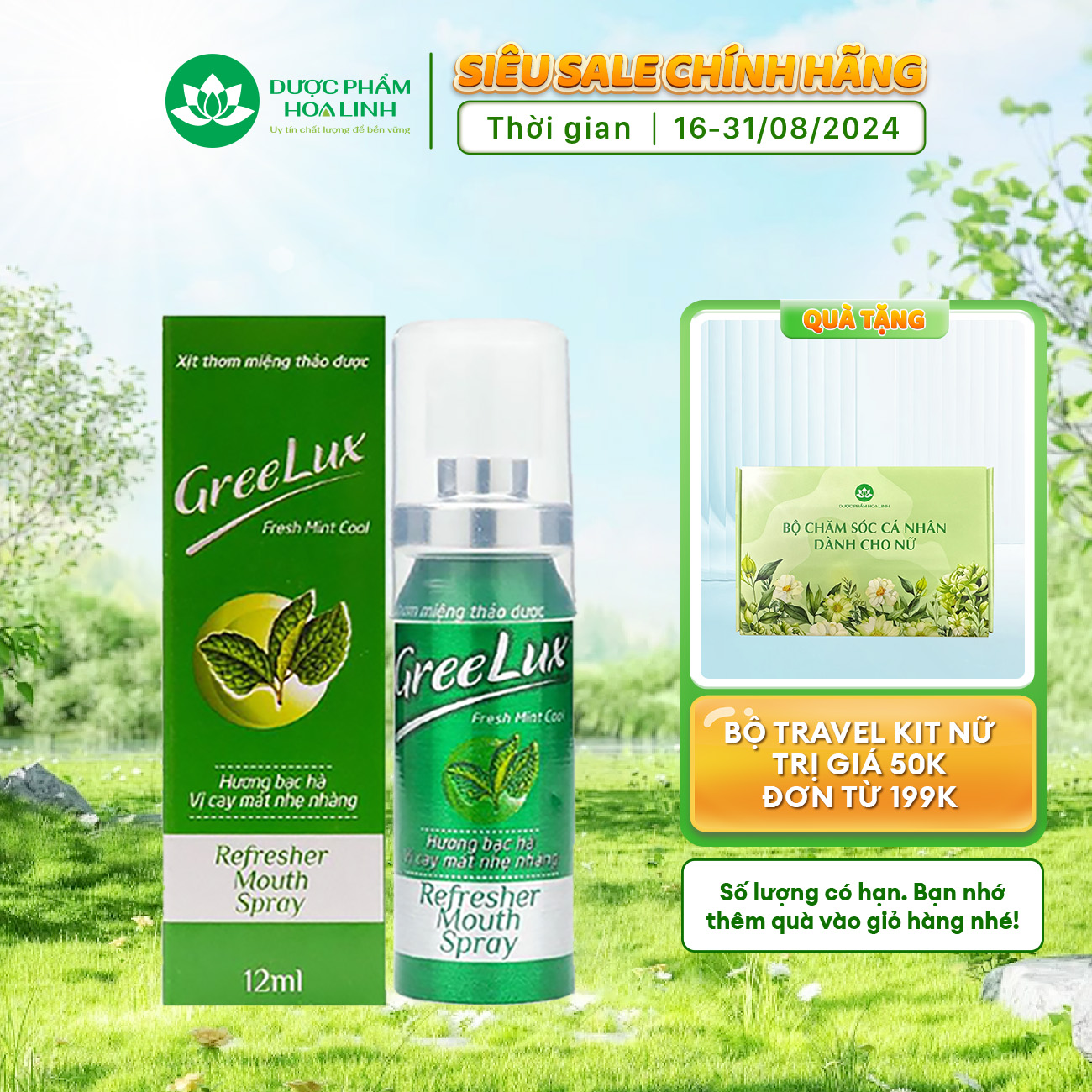 Xịt Thơm Miệng Greelux Fresh Mint Cool (Vị cay mát nhẹ nhàng)