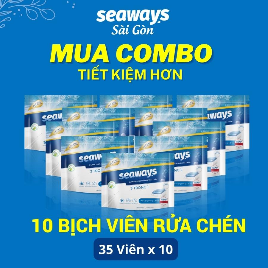 Combo 10 Túi Viên Rửa Chén Bát Seaways 3 Trong 1 - Dành Cho Mọi Loại Máy