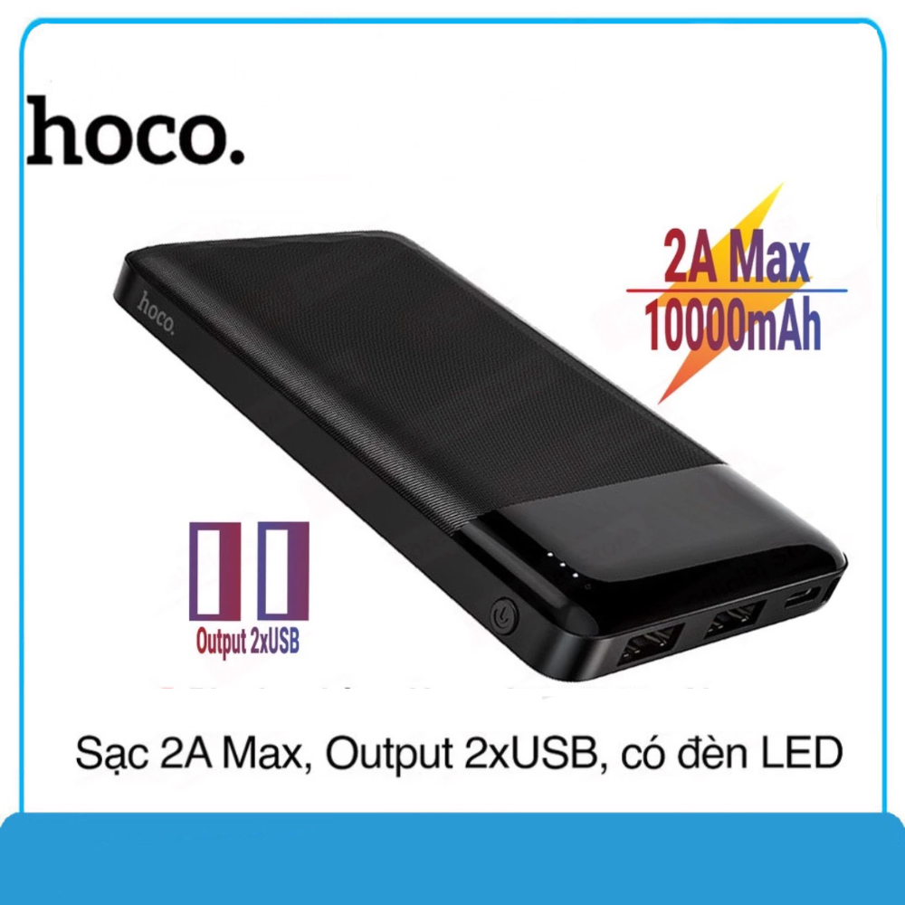 Pin sạc dự phòng hoco 10000mAh - sạc dự phòng siêu mỏng lõi li-polymer 2 cổng sạc cho đt samsung oppo vivo iphone 11 12 13 14 pro max ...