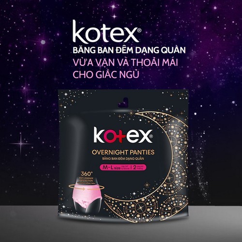 COMBO 2 GÓI BĂNG VỆ SINH BAN ĐÊM DẠNG QUẦN KOTEX - 2 MIẾNG/GÓI