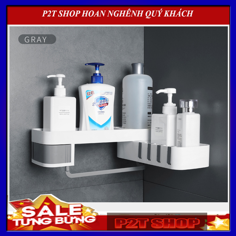 Kệ để đồ phòng tắm nhà bếp xoay góc thông minh giá gắn góc hút chân không đựng đa năng tiện lợi cho mọi gia đình
