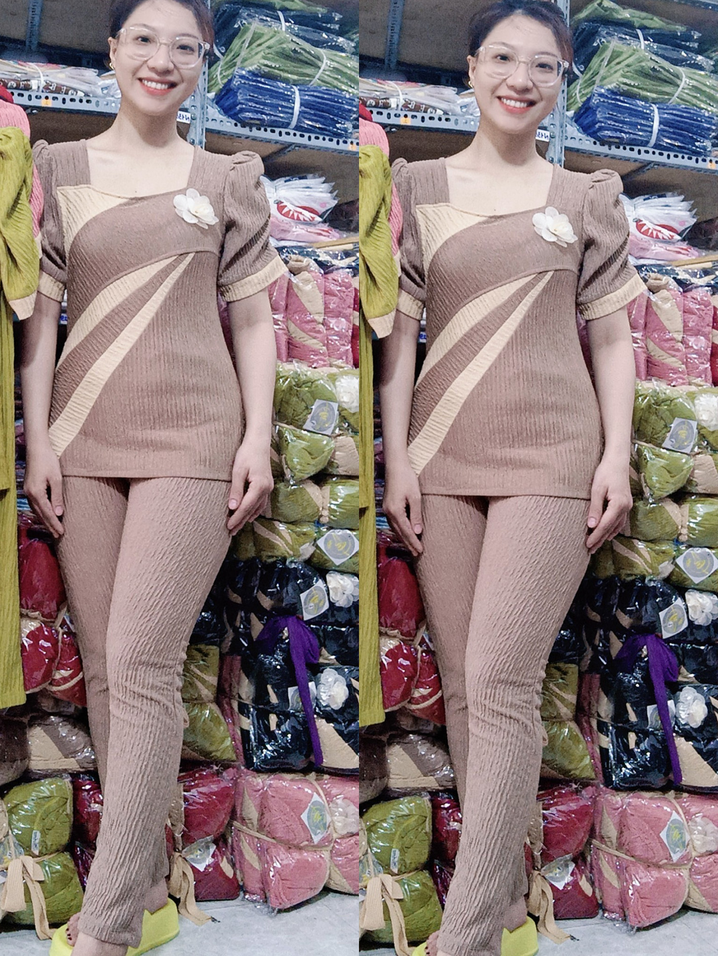 độ bộ nữ quần dài mặc nhà Thun Xốp Nhật , Bộ độ Nữ Mặc Nhà - cn24