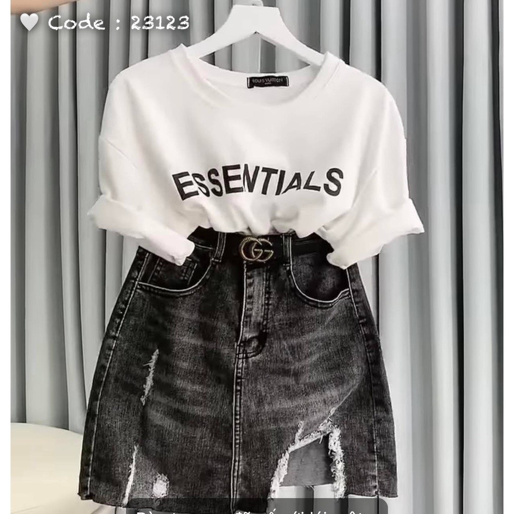 Chân váy jean ngắn - Chân váy jeans ngắn rách tua rua UN9w849
