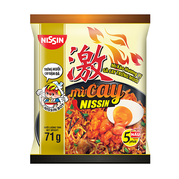 Combo 10 gói mì xào nissin hương vị gà cay trứng muối 71gr*10 gói