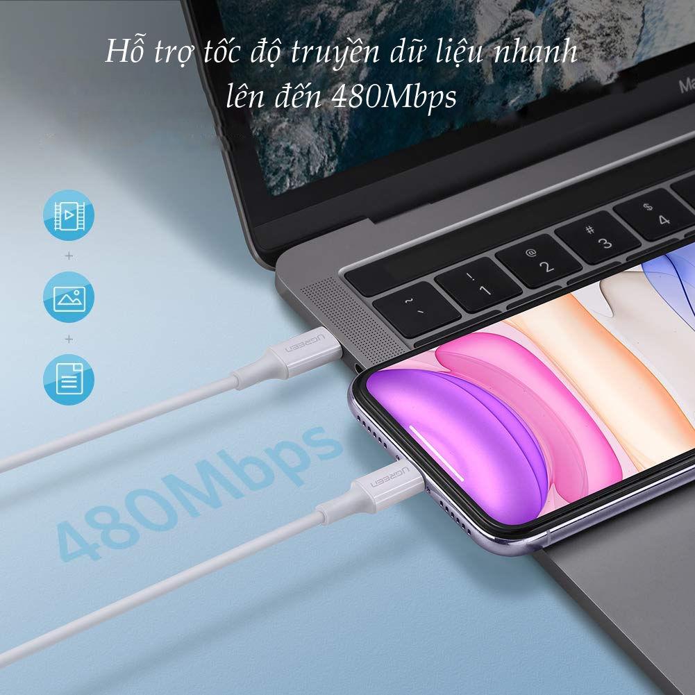 Cáp sạc nhanh USB-C sang Lightning MFI UGREEN US171 - Sạc nhanh 50% trong 30 phút cho iPhone 11 Pro Max / iPhone Xs Max / iPhone XR / iPhone 8 Plus, dài từ 0.25 - 2m Cáp sạc nhanh USB-C sang Lightning MFI UGREEN US171 - Sạc nhanh 50% trong 30 phút cho iPhone 11 Pro Max / iPhone Xs Max / iPhone XR / iPhone 8 Plus, dài từ 0.25 - 2m