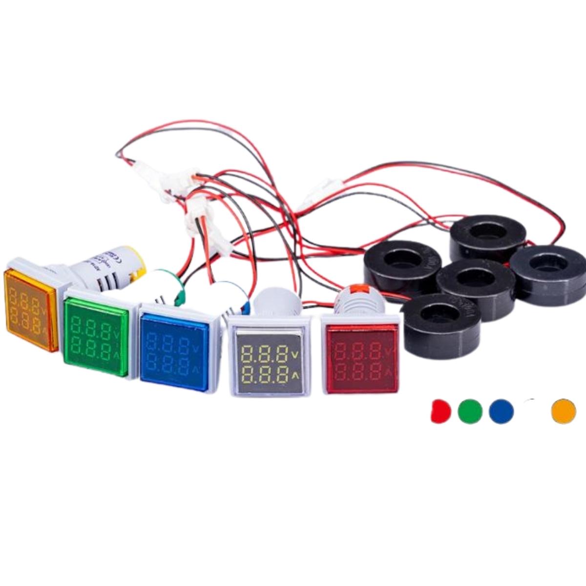 Vôn kế - Ampere kế AD136-22FVA vuông, đèn led phi 22mm hiển thị điện áp - dòng điện tiện dụng trên tủ điện