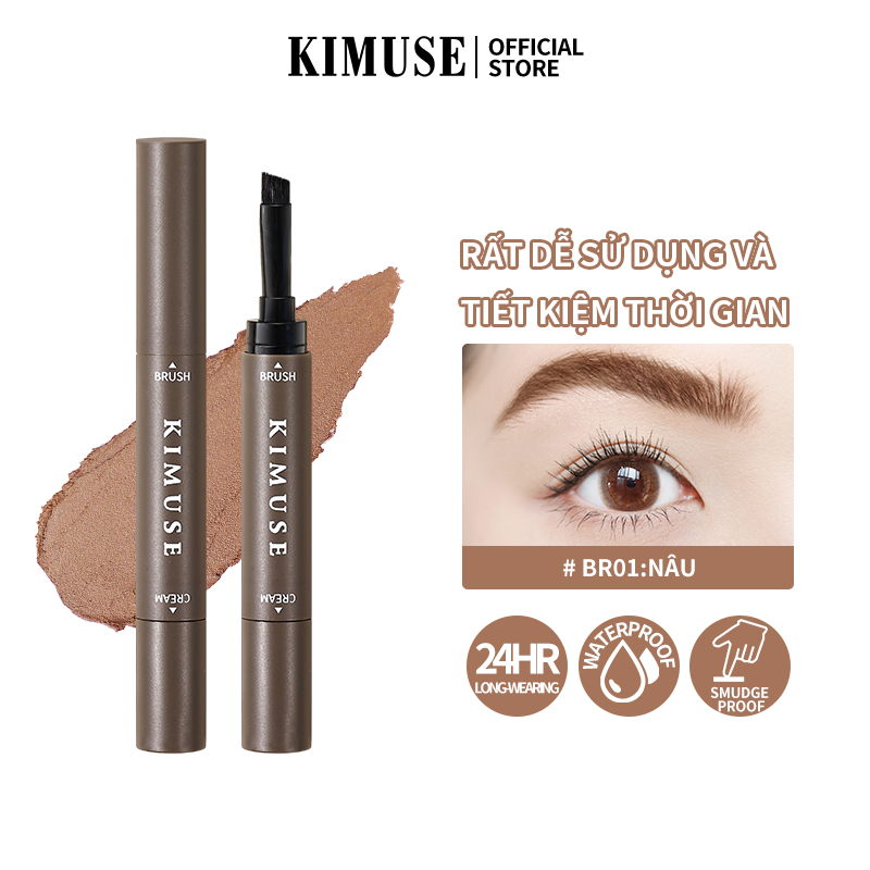 KIMUSE Eyebrow Cream Gel With Brush 2 IN 1 Pomade Brow Pencil Long-lasting & Waterproof Brow Makeup Brow Stamp