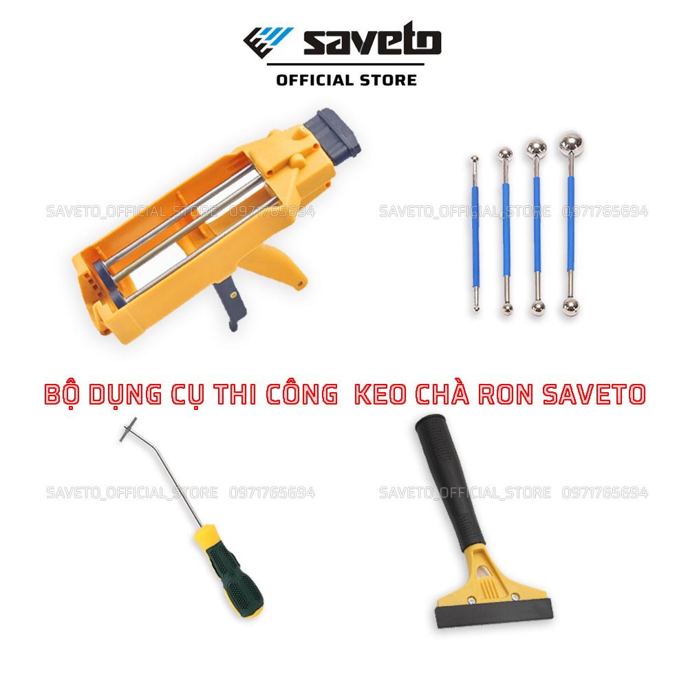 Bộ dụng cụ thi công keo chít mạch Saveto epoxy 2 thành phần, Dụng cụ bơm keo Saveto