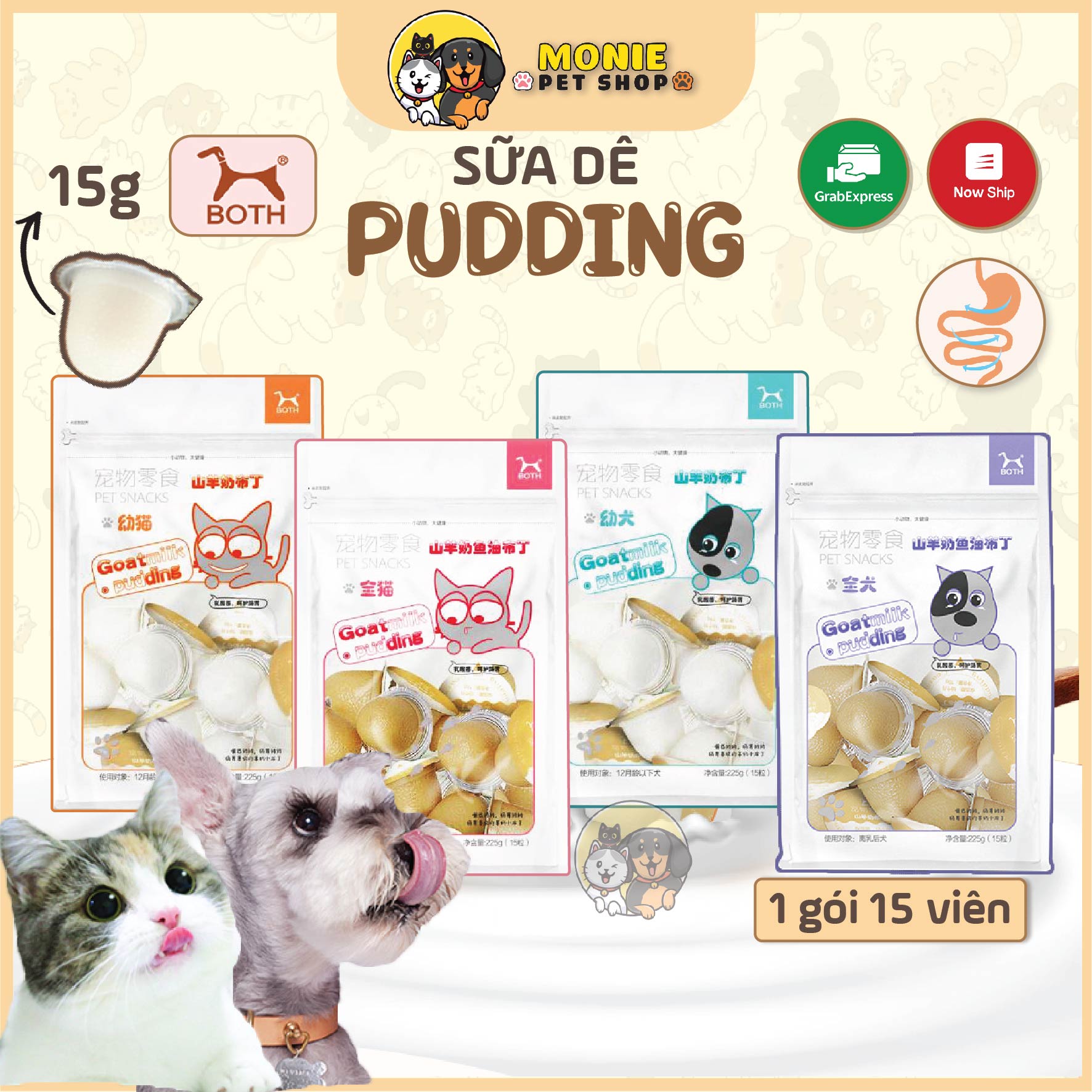 Pudding sữa dê cho chó mèo, mèo con, chó con 15g
