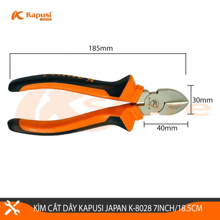 Kìm Cắt Đa Năng Kapusi Japan K-8028 7inch/185mm Thép Cao Cấp Siêu Bền, Kìm Cắt Dây Điện Kiểu Nhật Thiết Kế Tiên Tiến Hỗ Trợ Lực Bấm