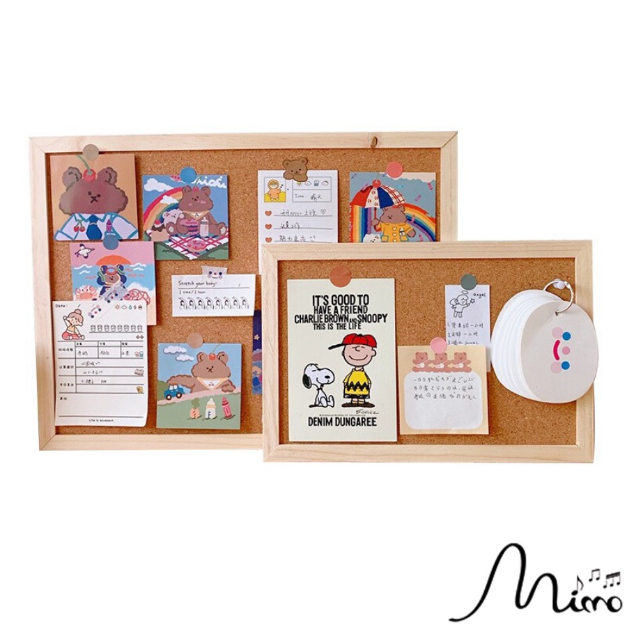 Bảng ghim gỗ bần treo ảnh, khung gỗ cao cấp ghim ghi chú chống mọt, chắc chắn, kích thước 20*30cm - Mimomart HN
