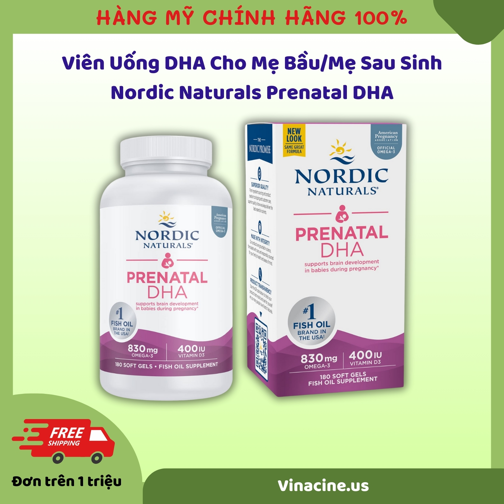 Viên uống dha cho mẹ bầu/mẹ sau sinh nordic naturals prenatal dha