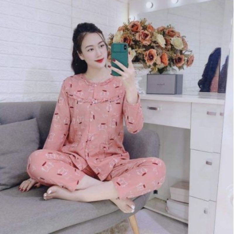 Bộ lanh sau sinh cúc giữa loại đẹp cho mẹ 40-70kg