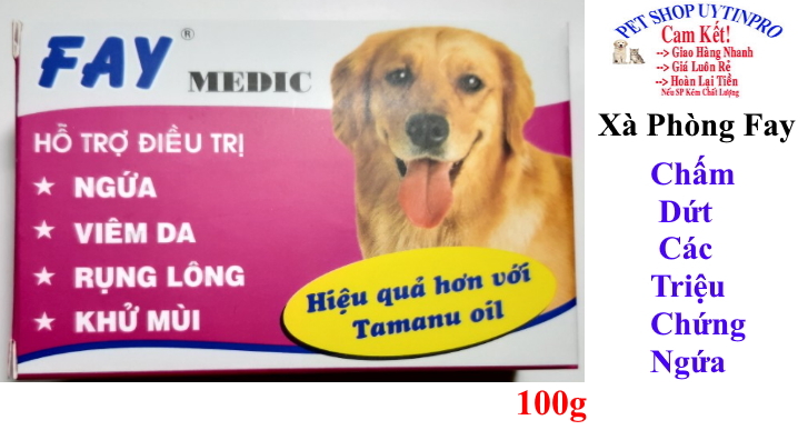 [Hoàn tiền 10%]  XÀ PHÒNG TẮM CHO THÚ CƯNG CHÓ MÈO Fay Medic Loại bỏ Ngứa Viêm da Rụng lông Khử mùi Sản xuất tại Việt nam - Pet shop Uytinpro
