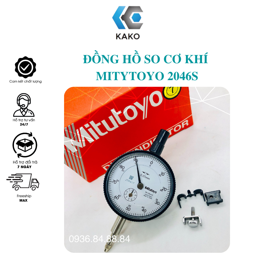 Đồng hồ so cơ khí Mitutoyo 2046 S, đồng hồ cân biên Kako.