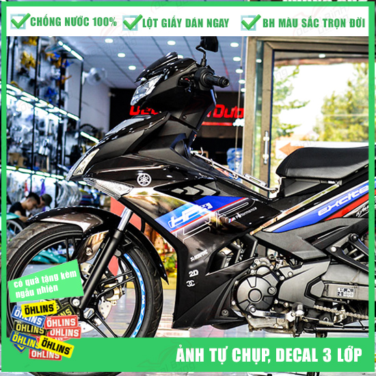 [MUA 1 TẶNG 1] Tem Trùm Exciter 150 HP4 Xanh Đỏ Đen - Tem Dán Xe Máy Cao Cấp