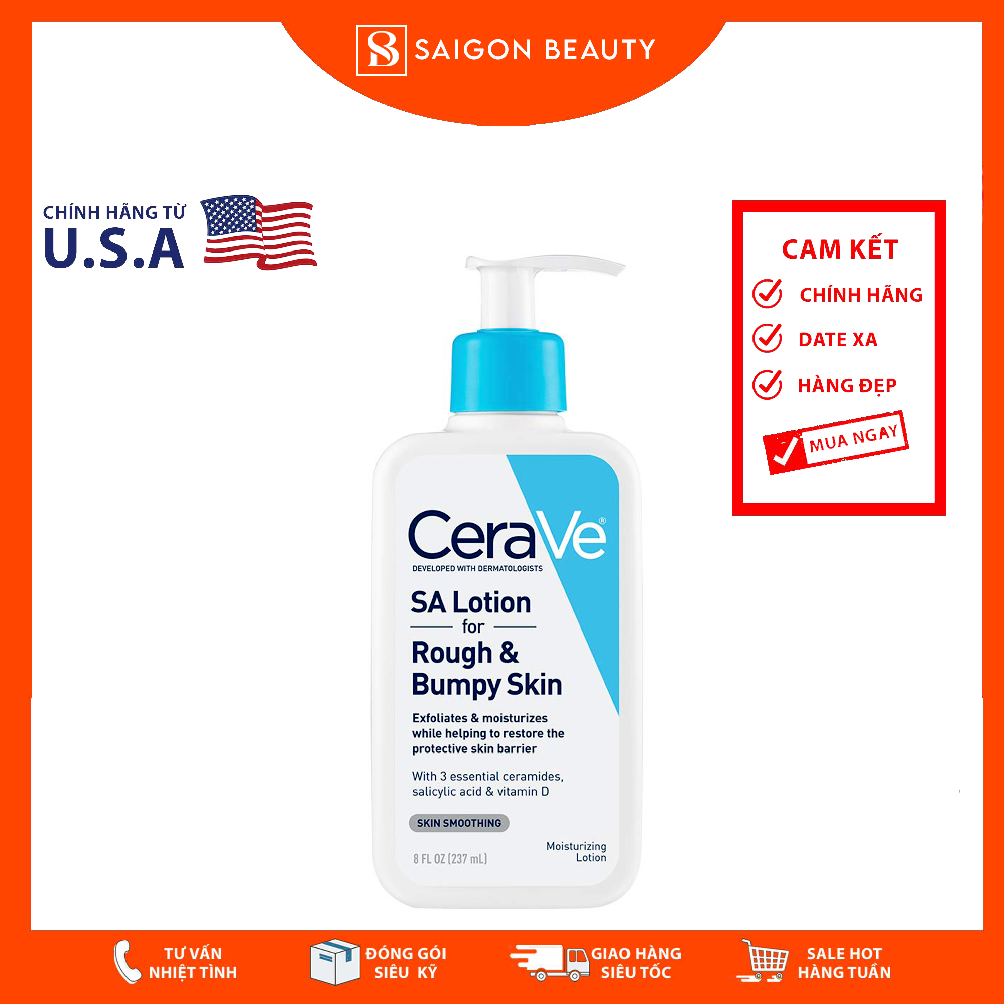 Kem dưỡng ẩm cerave sa lotion for rough & bumpy skin 237ml