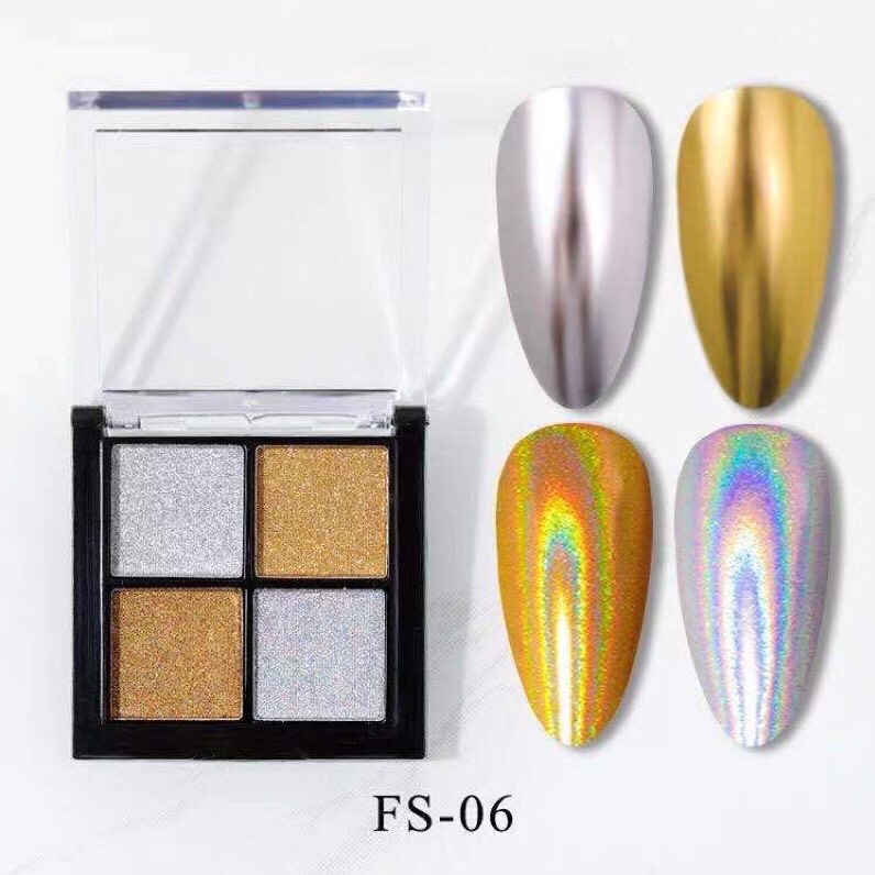 Tráng gương nén 4 màu :vàng ,bạc - vàng cầu vồng, bạc cầu vồng - sugar nails