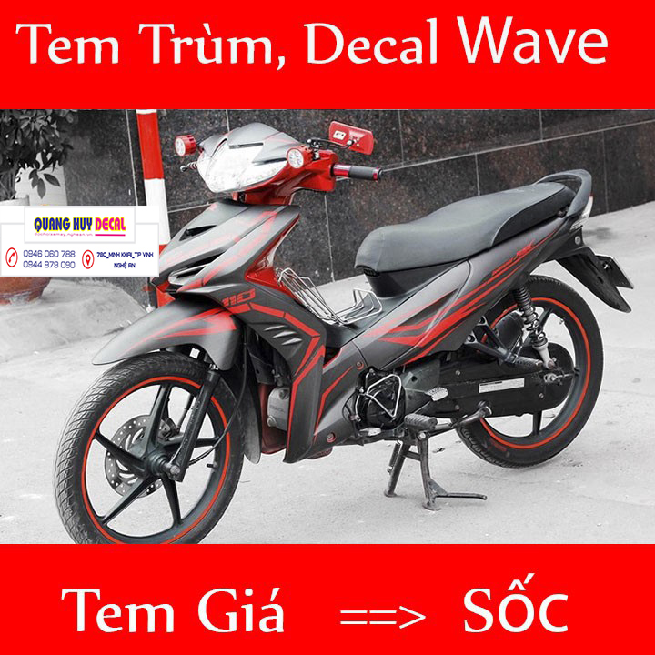 Tem trùm wave RSX đen chỉ đỏ - Độ dán team trùm decal xe máy wave RSX đen chỉ đỏ - Team trùm decal xe máy wave rẻ đẹp và chất