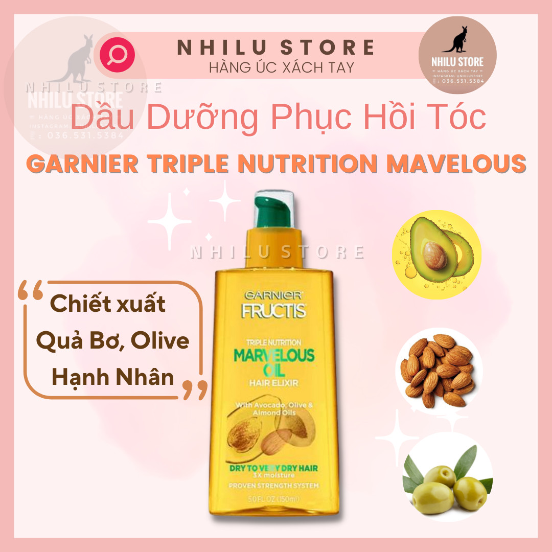 Dầu Dưỡng Phục Hồi Tóc Garnier Triple Nutrition Marvelous Oil Elixi