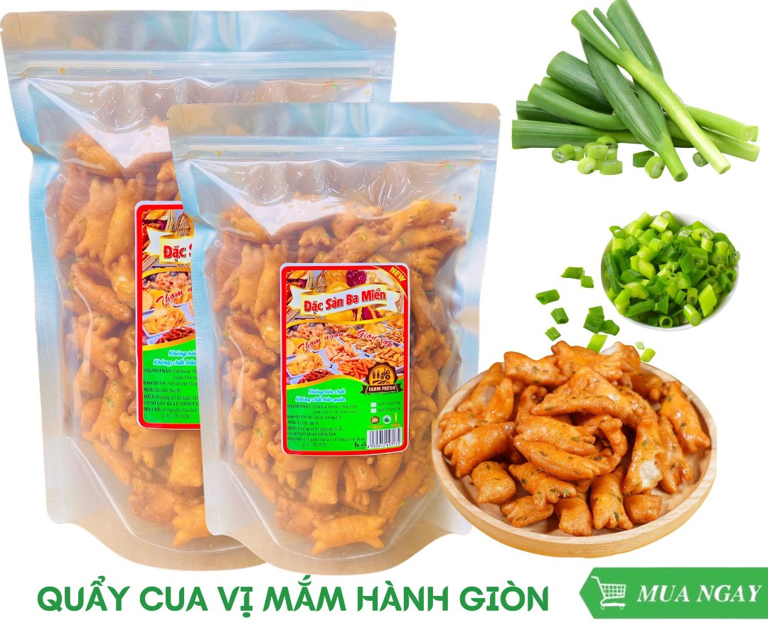 1kg bánh quẩy cua vị mắm hành, quẩy giòn giòn chiên mắm, đồ ăn vặt