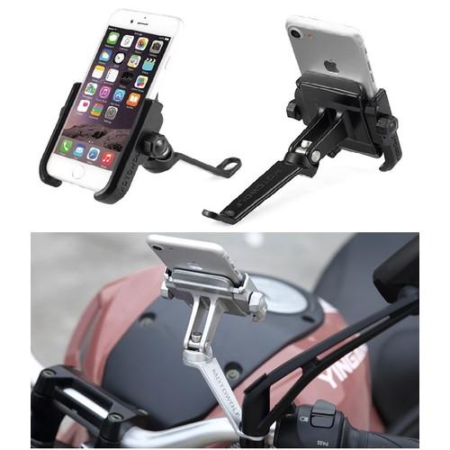Giá đỡ điện thoại cho xe máy MOTOWOLF gắn chân kính chiếu hậu chống rung chống rỉ sét chống giật hợp kim nhôm xoay 360