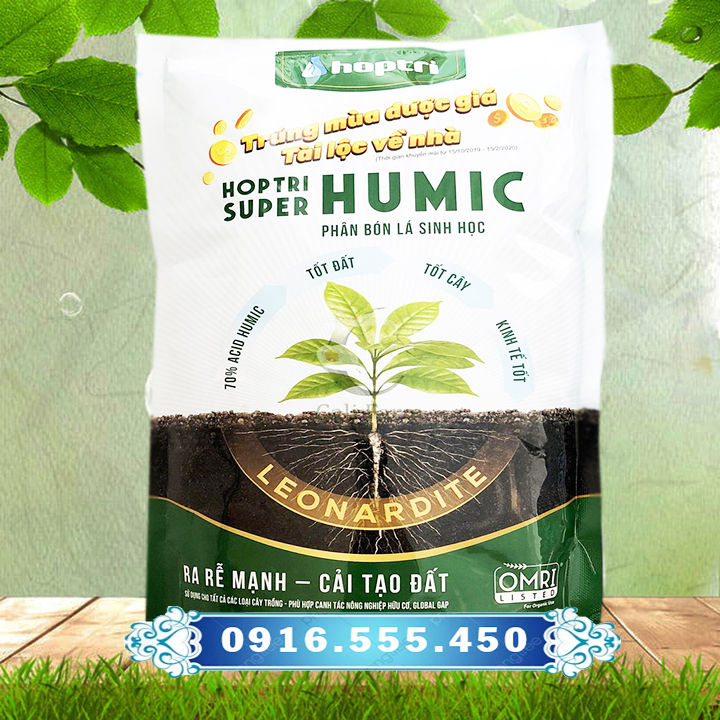 Super humic hợp trí 1kg phân bón lá sinh học giúp ra rễ, đẻ nhánh, cải tạo đất