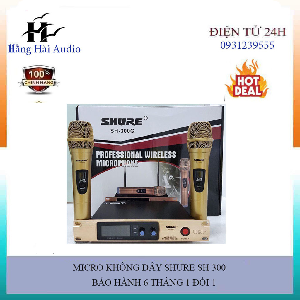 Mic không dây Shure SH 300 G,bắt sóng tốt, hát nhẹ sáng tiếng