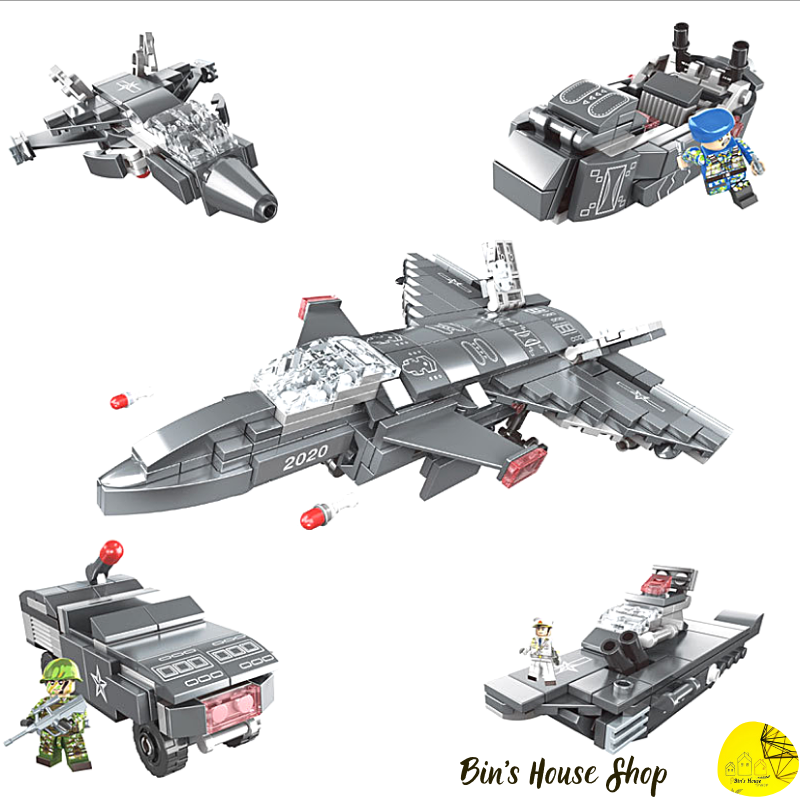 Đồ chơi trí tuệ - mô hình đồ chơi lắp ráp lego máy bay - xe - tàu lục quân quân đội
