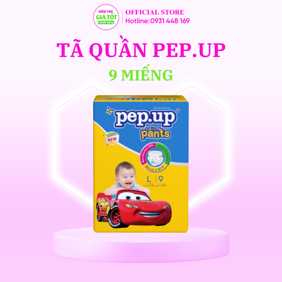 Tã quần em bé pep.up cottony gói nhỏ đủ size s11,m10,l9,xl8
