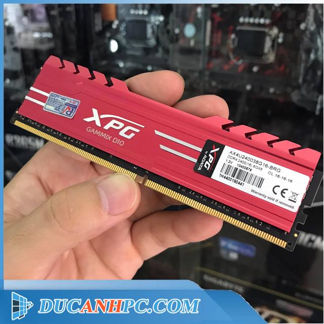 Ram ddr4 8gb adata xpg d10 - bus 2400 - tản thép đỏ - ducanhpc - bảo hành 3 tháng