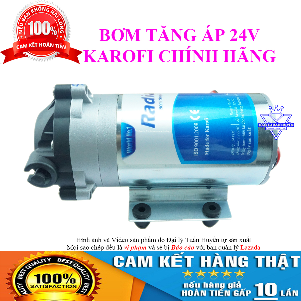 Bơm tăng áp 24v Radian Karofi Chính hãng - dùng cho máy lọc nước RO và dàn phun sương