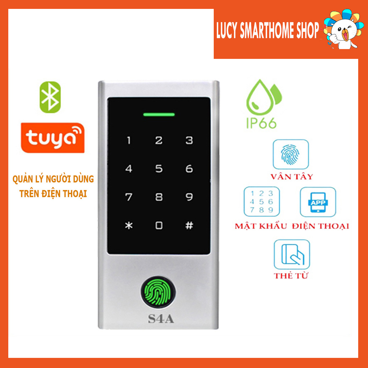 Đầu đọc vân tay, Pass, thẻ từ dùng TUYA/TTLOCK Bluetooth điều khiển khoá điện - Phù hợp cho nhà trọ