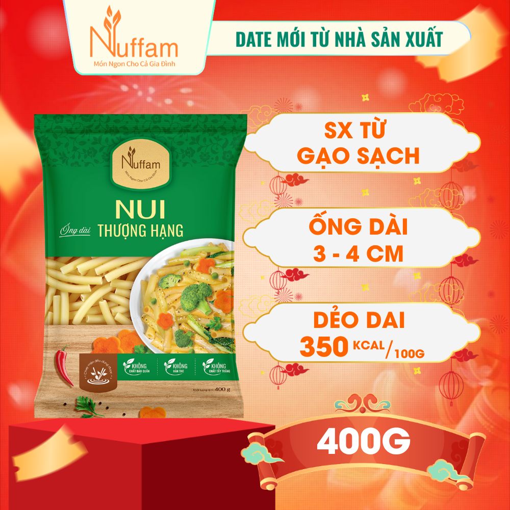 Nui Ống Dài Vàng 100% Hữu Cơ Eat Clean Giảm Cân Ăn Kiêng Nuffam - Túi 400gr