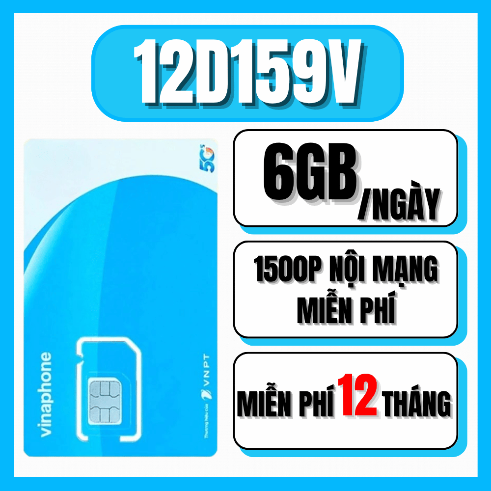   DEAL CHÍNH HÃNG 50%  Sim Vina 5G 1 Năm Trọn Gói Không Nạp Tiền  Miễn Phí Data + Nghe Gọi |  U1500 - 12D159V - 12TD49 - 14BIG50Y - FHAPPY - D500 - SODA - 12FCLUB . FREESHIP - CHƯA KÍCH HOẠT. 