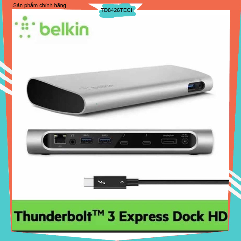 Hub belkin thunderbolt 3 express dock hd - hub dock thunderbolt 3 hỗ trợ 2 màn 4k 60hz và sạc 85w cho thiết bị