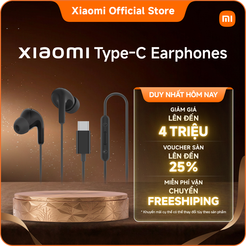 Tai nghe In-Ear Xiaomi Type-C Earphones | Cổng Type-C Cắm là chạy | Âm thanh chất lượng cao-Driver 12,4 mm | Cuộc gọi rõ ràng-Micrô HD