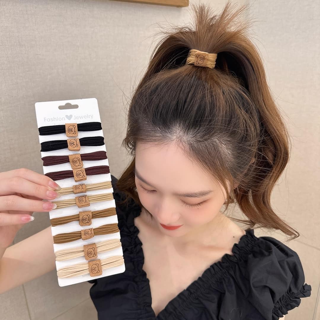 Set 10 dây cột tóc gấu nâu đơn giản thời trang hàn quốc mẫu mới nhất