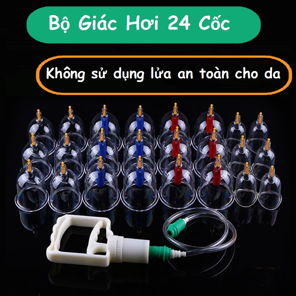 Giác Hơi 24 Ống Chân Không Cao Cấp, Máy Giác Hơi Giá Rẻ, Bộ Giác Hơi Không Dùng Lửa(24 Phụ Kiện) Tiện Dụng, Giúp Lưu Thông Máu Nâng Cao Sức Khỏe