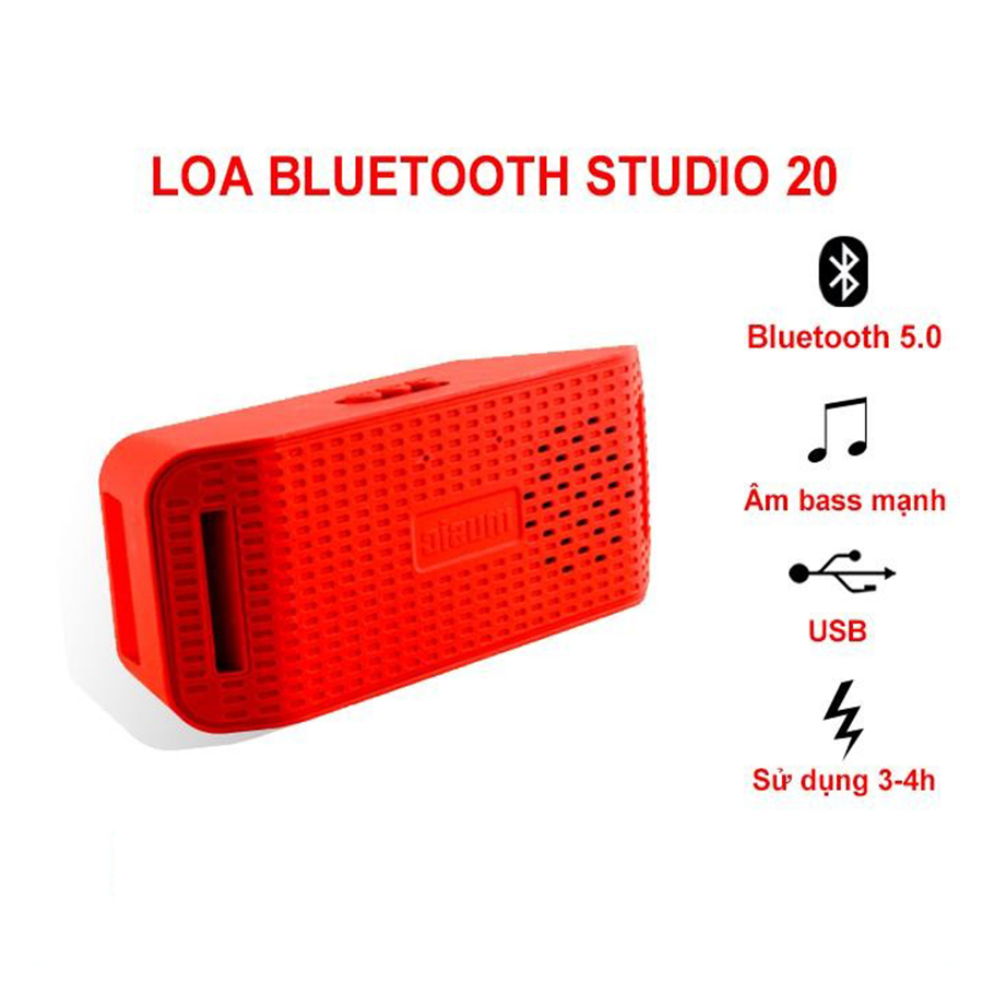 Loa bluetooth mini giá rẻ Studio 20, loa bluetooth pin trâu 1-2h, khoảng cách sử dụng 10m, kích thước nhỏ gọn dễ dàng mang theo, bảo hành 6 tháng.