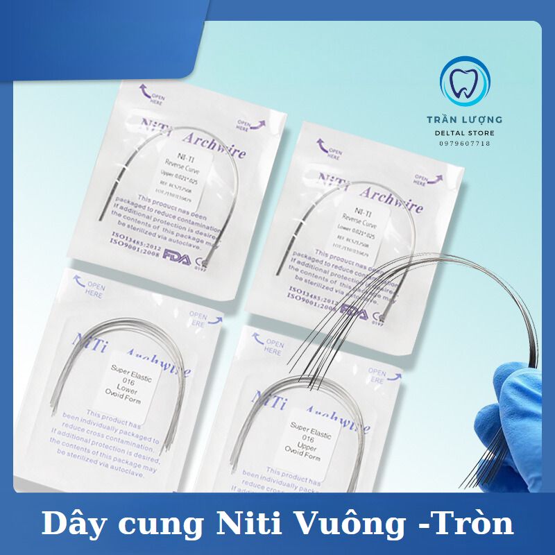 Dây cung chỉnh nha Niti-Dây cung tròn chỉnh nha Nha Khoa -Dây tròn -Túi 10 dây