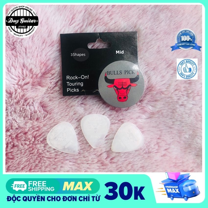 Bộ 3 cái guitar pick guitar bulls pick size 0.73mm màu trắng - Duy Guitar Store chuyên phụ kiện đàn guitar giá tốt
