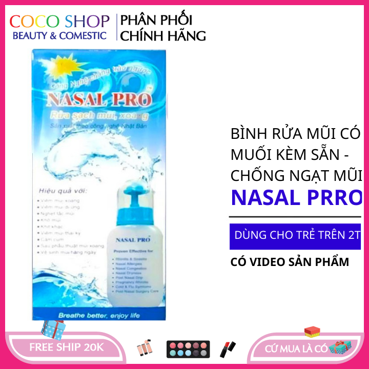 Bình rửa mũi cho bé - bình rửa mũi cho người lớn Nasal Pro có muối tặng kèm - bình rửa mủi binh rua mui xoang binh rua xoang mui binh xit rua mui binh rua mui srk binh rua mui dr green