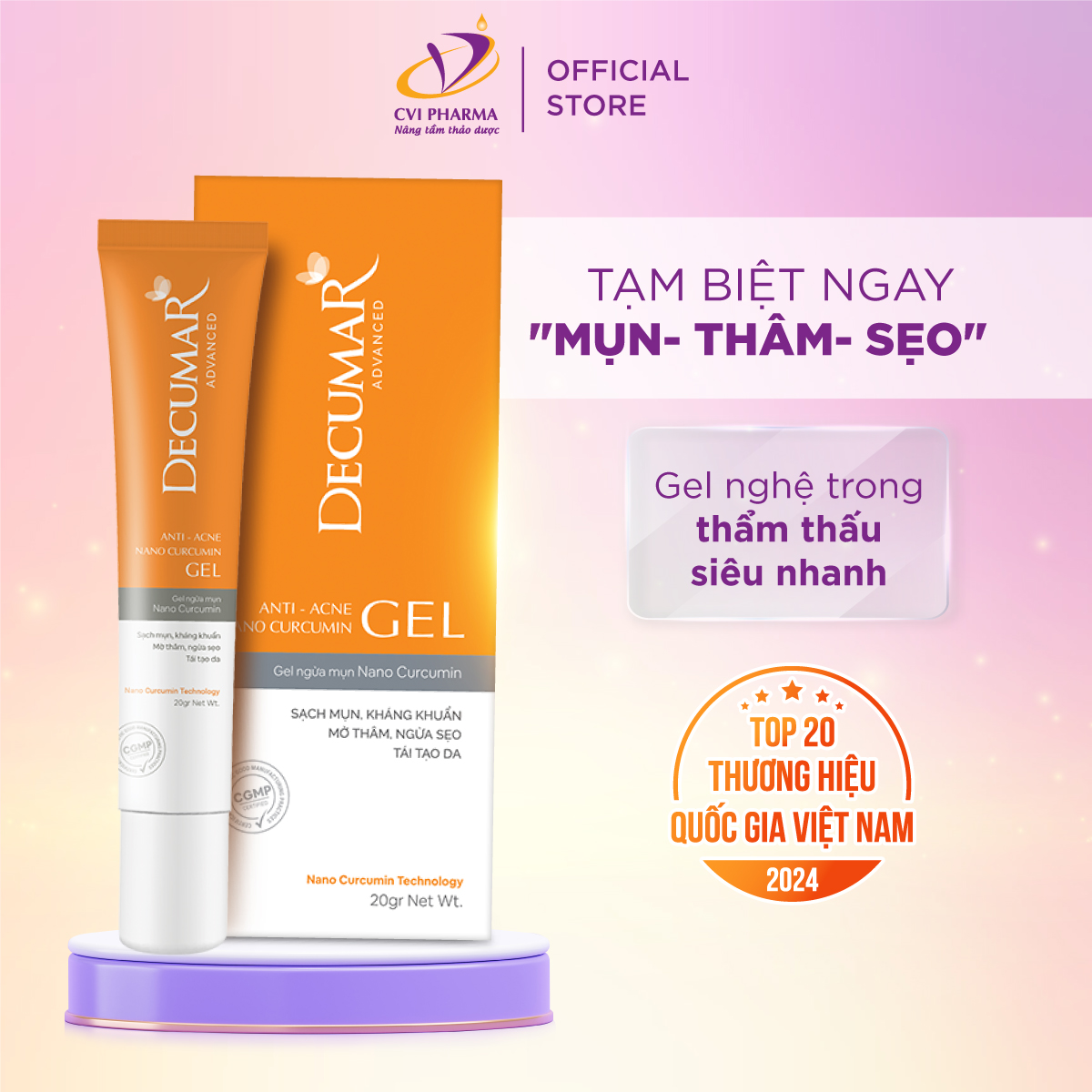 Gel ngừa mụn Decumar Advanced 20gr giảm mụn viêm thâm đầu đen hoàn toàn mới