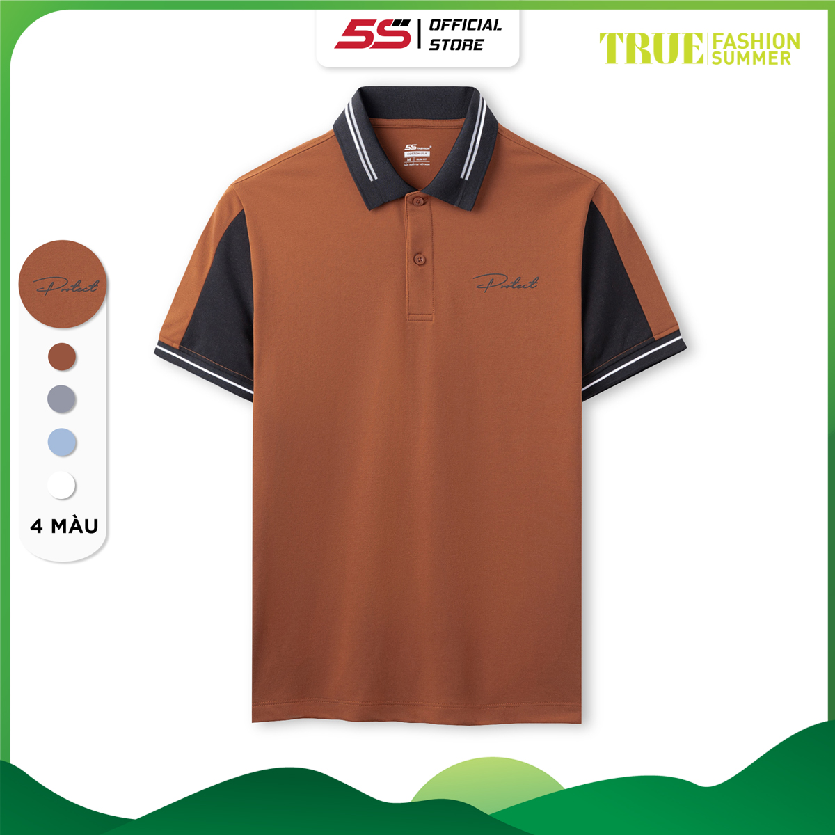 Áo Thun Nam Có Cổ 5S, Phối Màu Lịch Lãm, Chất Liệu Cao Cấp, Mềm Mịn, Thoáng Mát (APC23014)