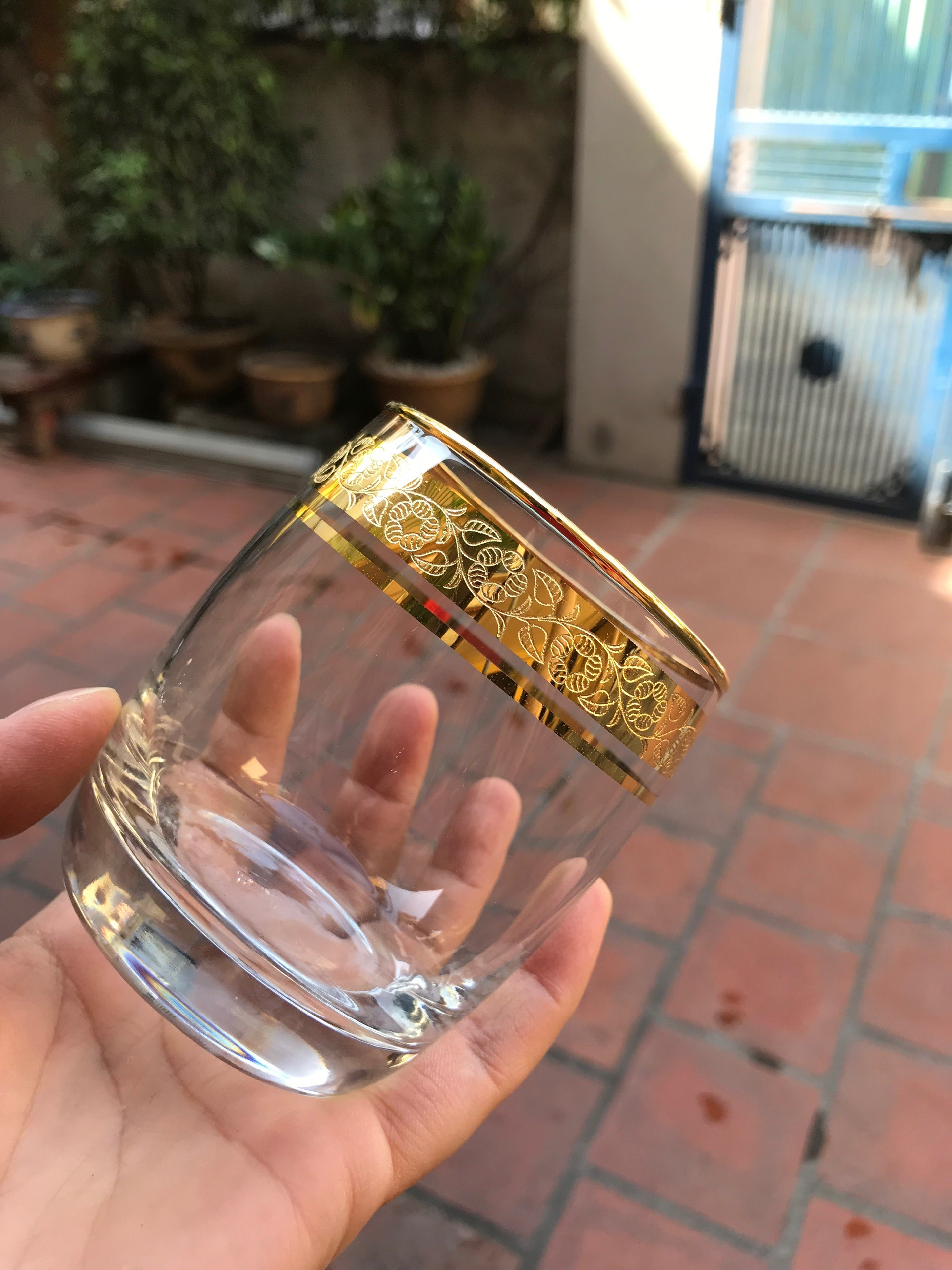 Bộ 6 ly thủy tinh khảm vàng cao cấp 265ml