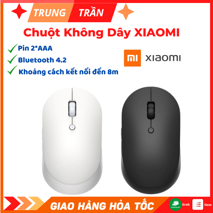 Chuột máy tính không dây Xiaomi Mi Dual chuột bluetooth 4.2 định vị chính xác 1000dpi & RF 2.4GHz, không tiếng ồn BH12 tháng chính hãng