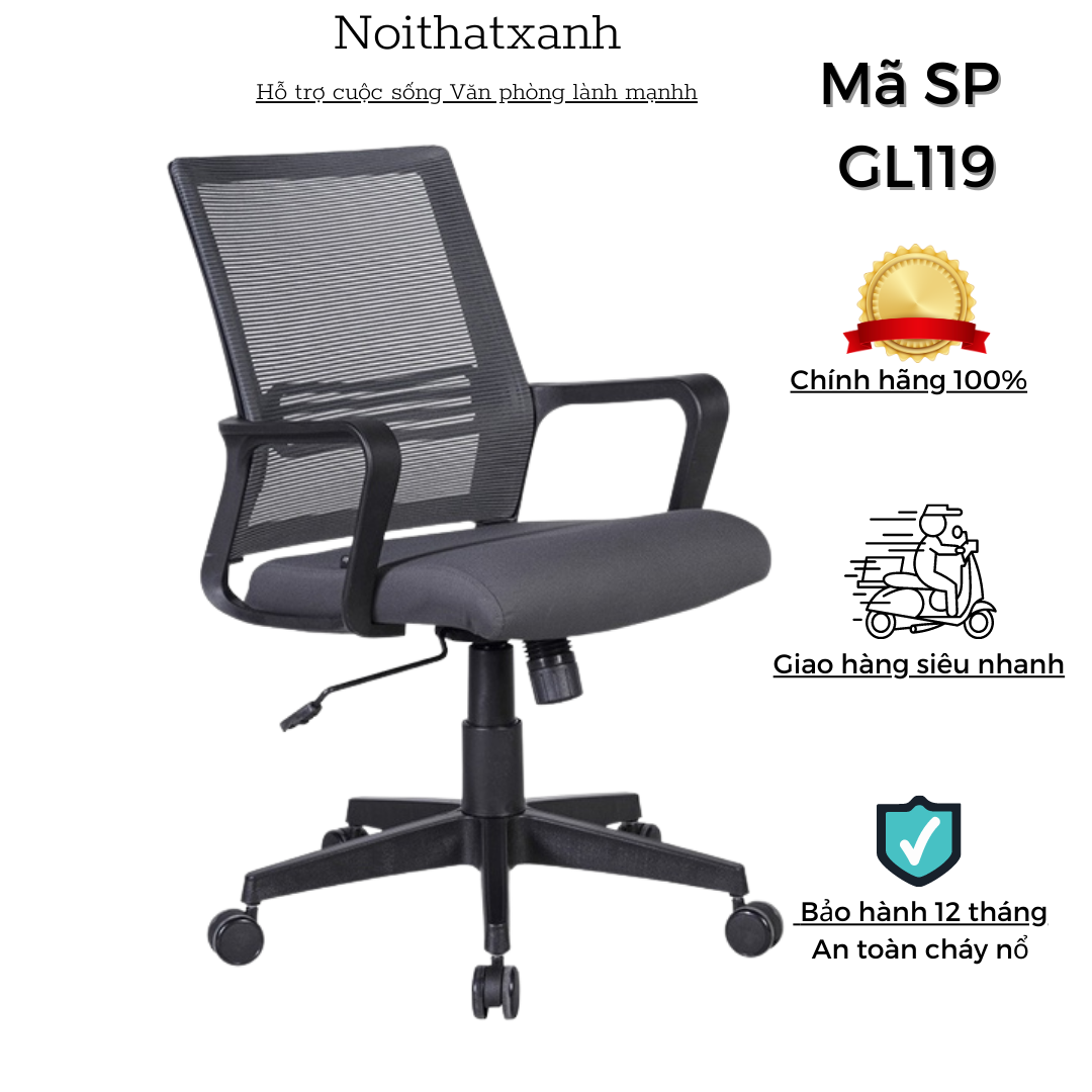 Ghế xoay lưng lưới gl119 hòa phát - chính hãng the one