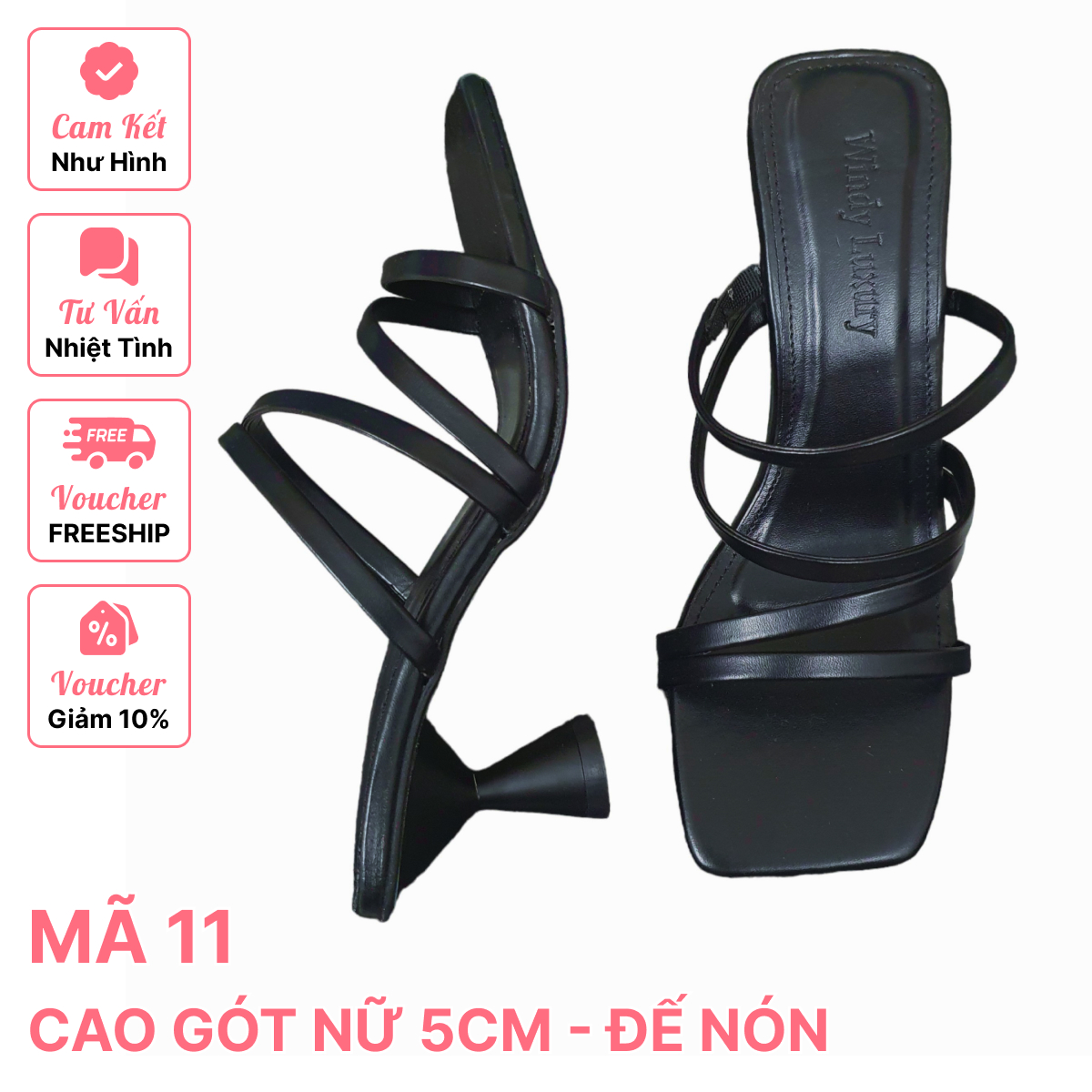 Giày cao gót quai trơn, mảnh - đế nón 5cm - tôn lên sự thanh lịch của bạn