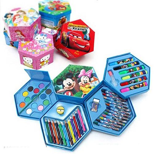Hộp Bút Chì Màu 4 Tầng Xoay Có 46 Màu cho Bé yêu thỏa sức sáng tạo, Hộp màu lục giác 4 tầng ngộ nghĩnh đáng yêu cho bé thích thú hơn trong việc học tấp sáng tạo rèn luyện trí não, Hộp bút chè 4 tầng, Hộp bút 46 món, Hop but, Chi mau